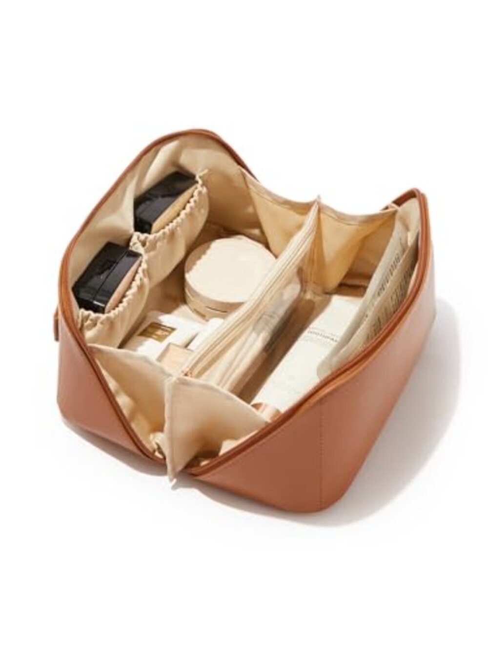 Waterproof PU Leather Travel Makeup Bag Large Capacity Cosmetic Organizer